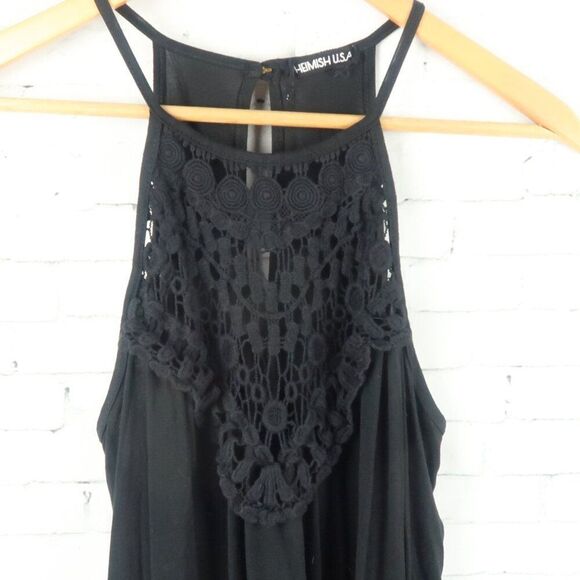 HEIMISH USA BLACK HALTER HIGH NECK WITH LACE BABY DOLL DRESS SIZE MEDIUM - Picture 4 of 9